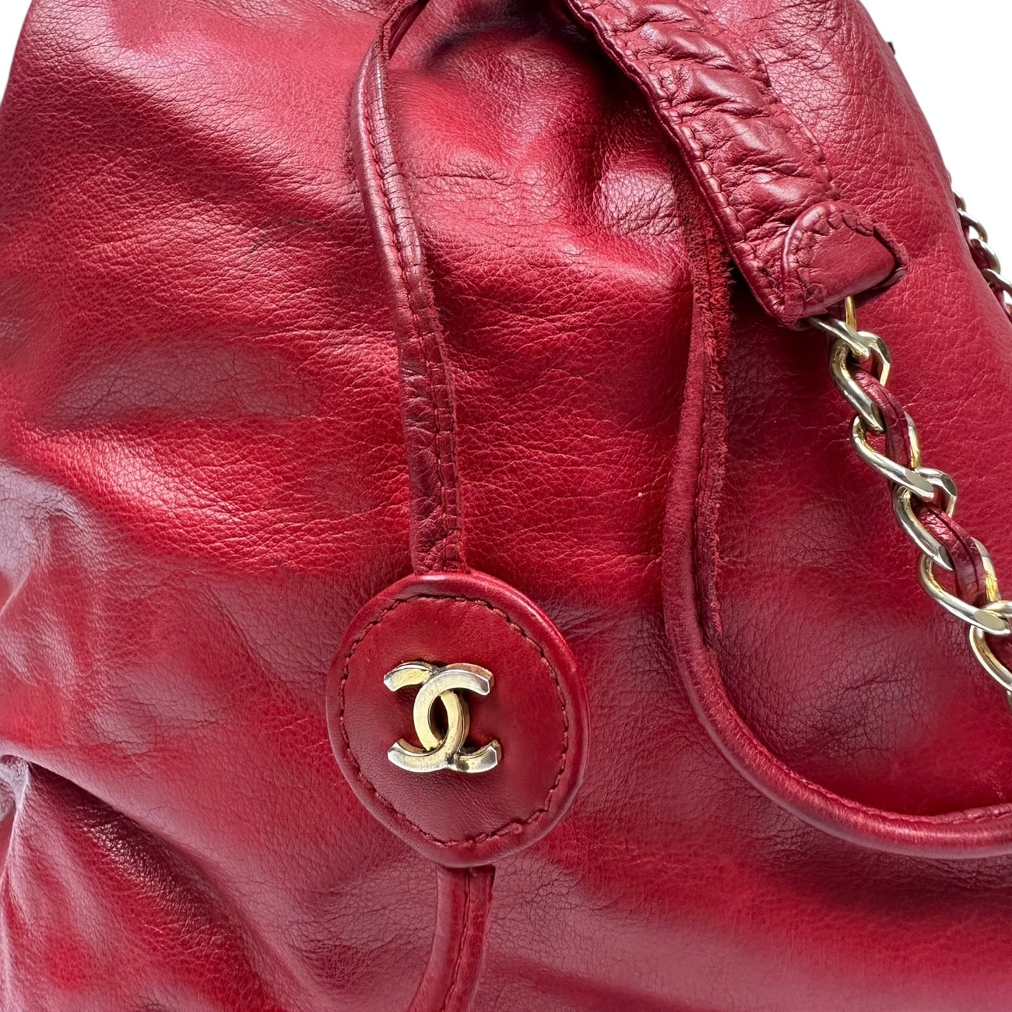 Vintage Chanel Handtasche rot / gold