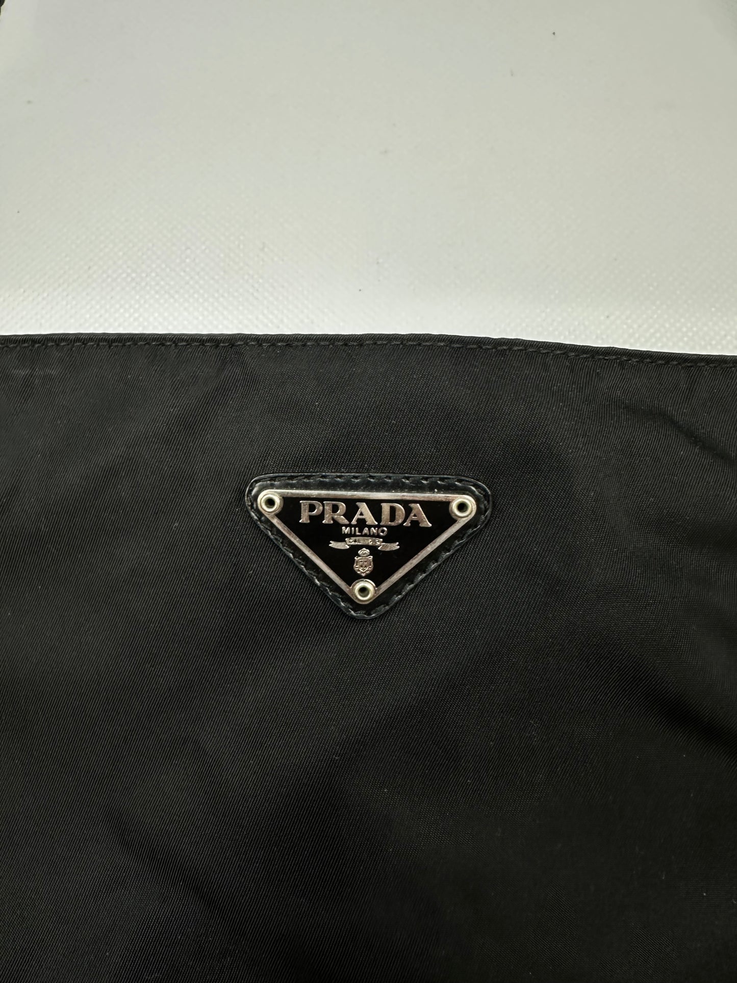 Vintage Prada Nylon Messenger Umhängetasche schwarz
