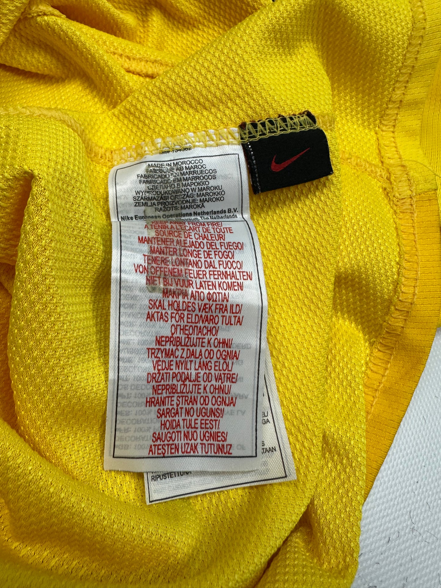 Vintage Nike Manchester United Fußballtrikot gelb L Kids
