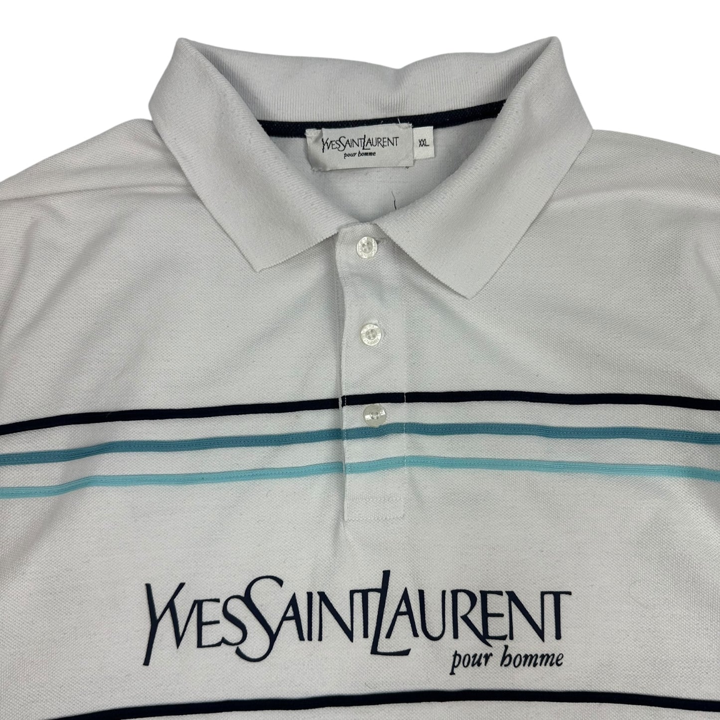 Vintage Yves Saint Laurent Polohemd weiß / blau XL