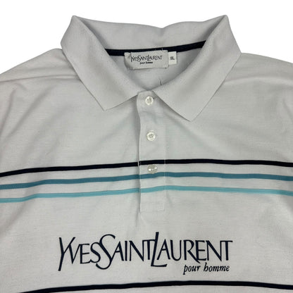 Vintage Yves Saint Laurent Polohemd weiß / blau XL