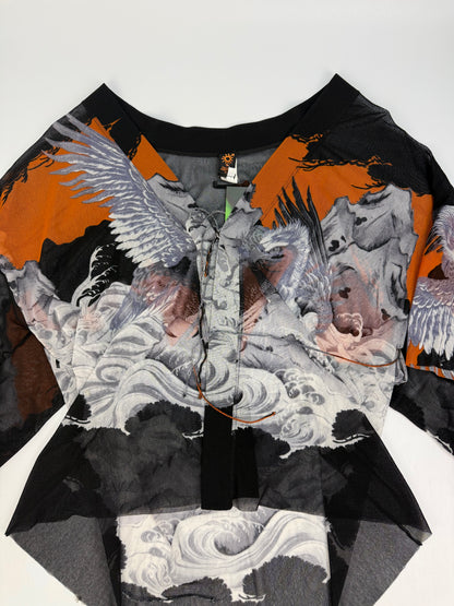 Vintage Jean Paul Gaultier Soleil Shirt schwarz / orange Gr. S