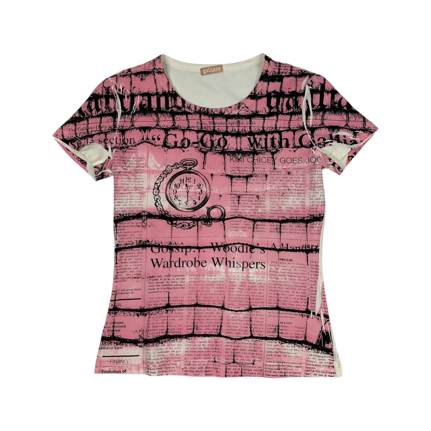Vintage Galliano T-Shirt weiß / rosa Damen S