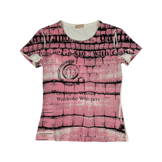Vintage Galliano T-Shirt weiß / rosa Damen S