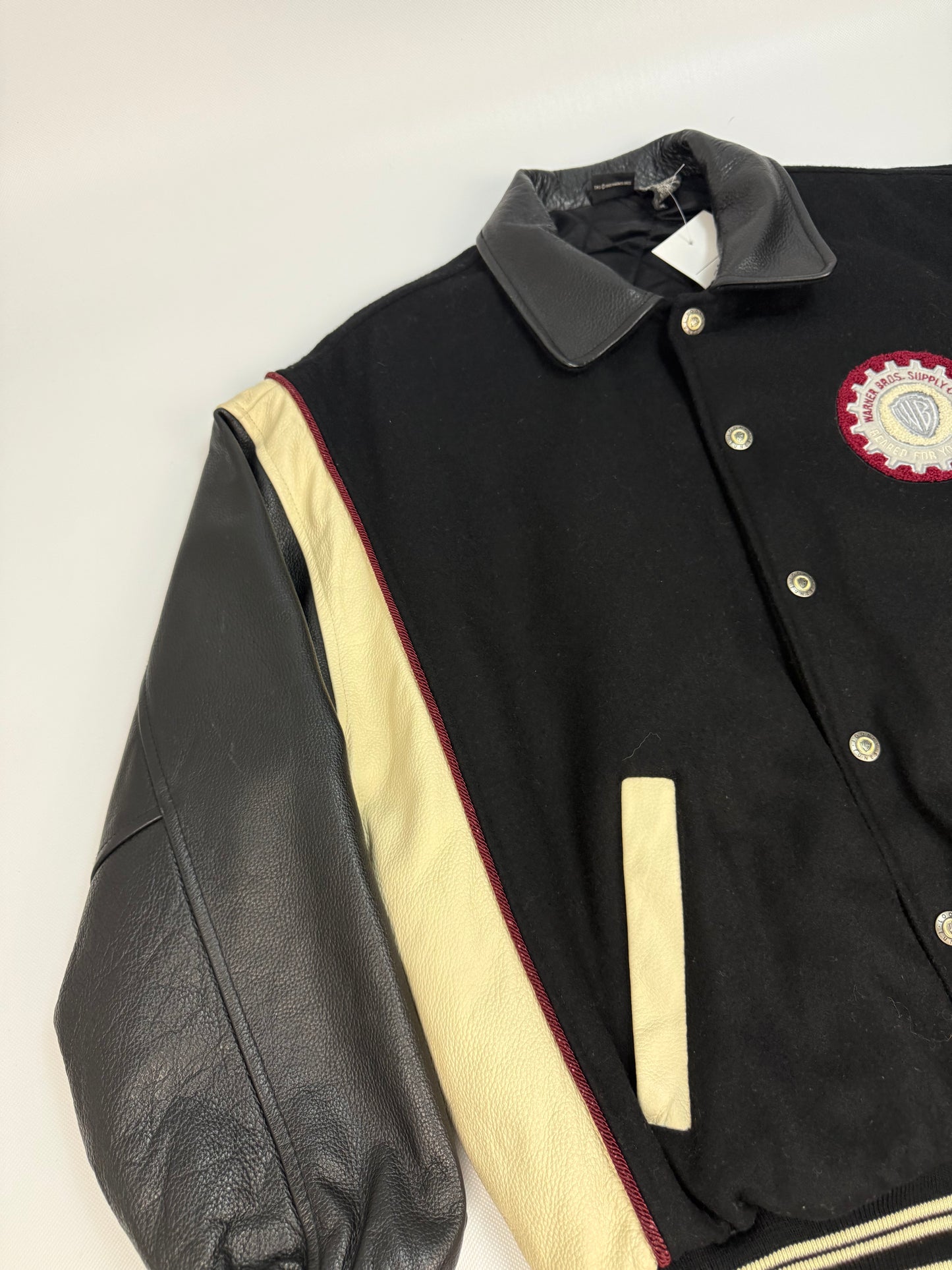 Vintage Warner Bros. Leder / Collagejacke schwarz Gr. L
