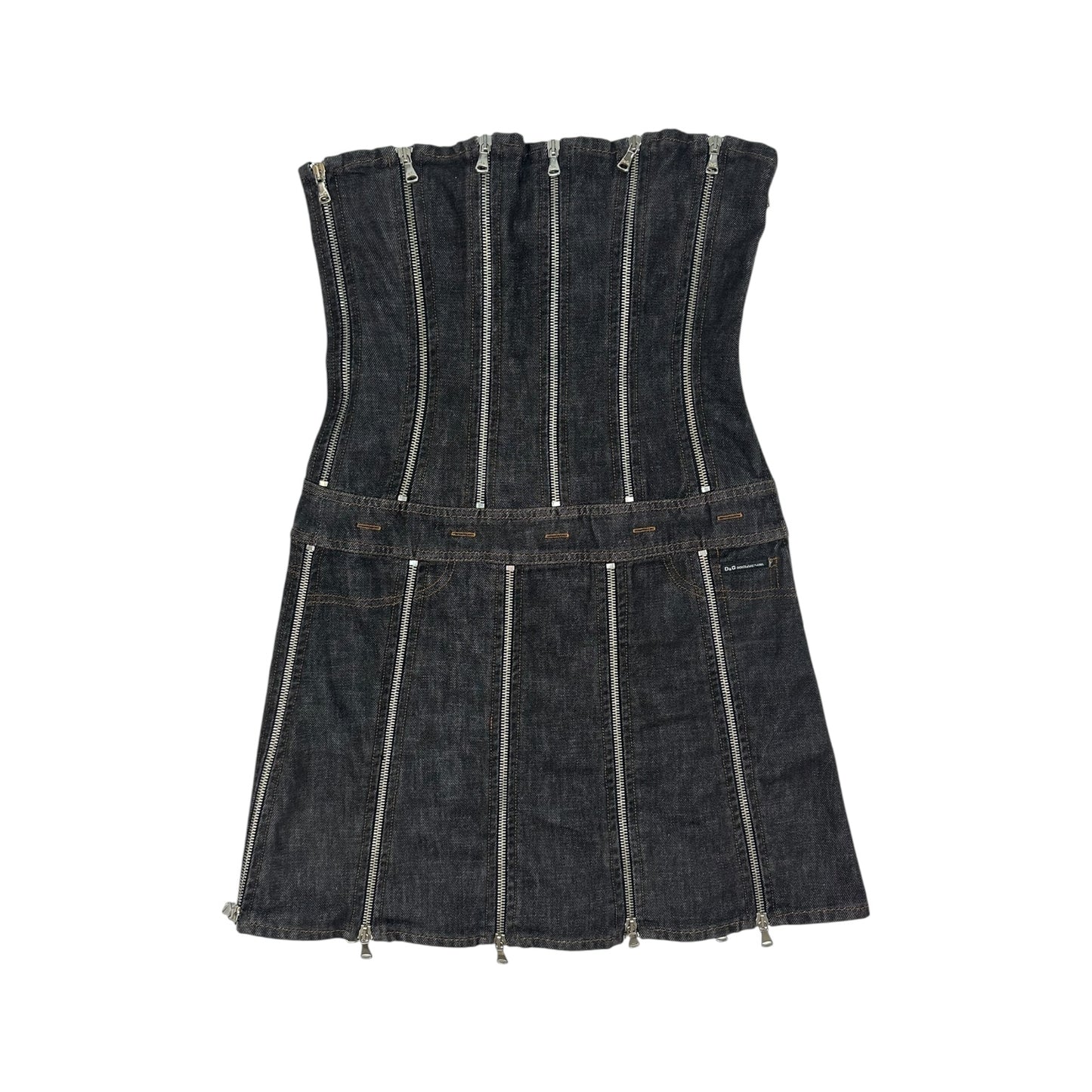 Vintage Dolce & Gabbana Reisverschluss Kleid  dunkelgrau 28/42