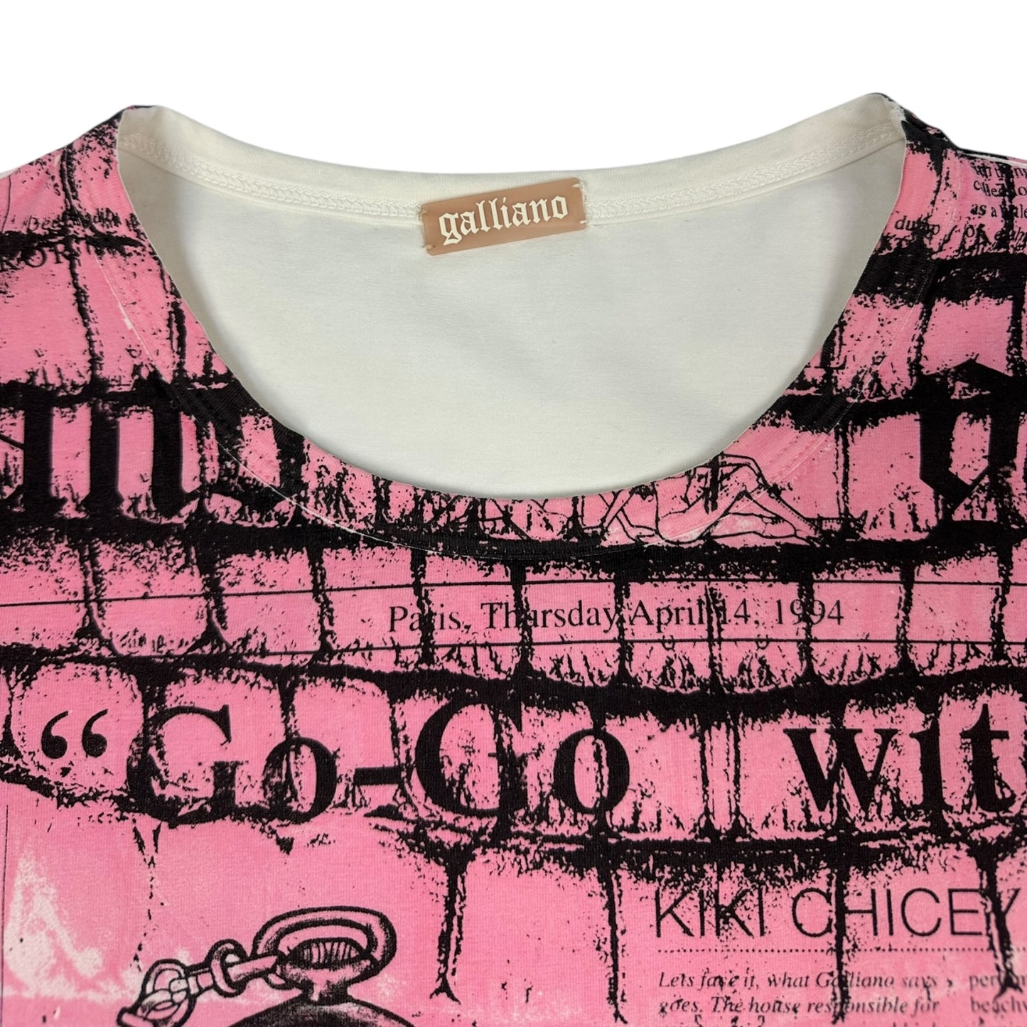 Vintage Galliano T-Shirt weiß / rosa Damen S