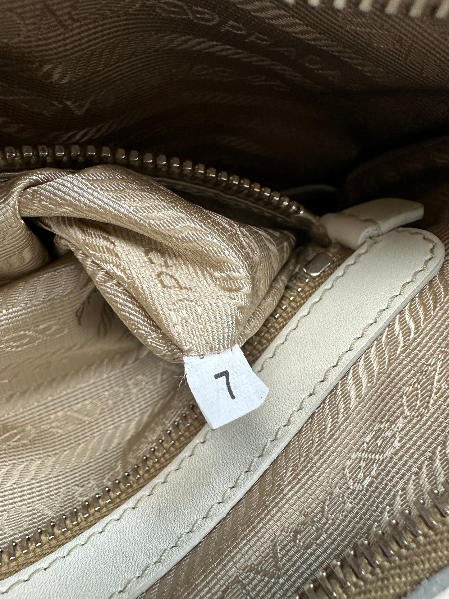 Prada Jacquard Handtasche beige/braun