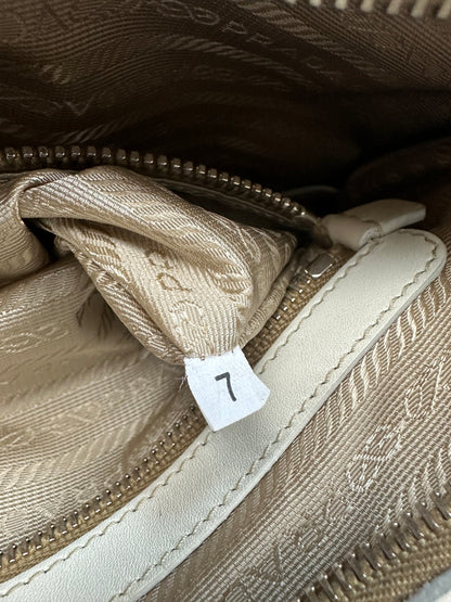 Prada Jacquard Handtasche beige/braun