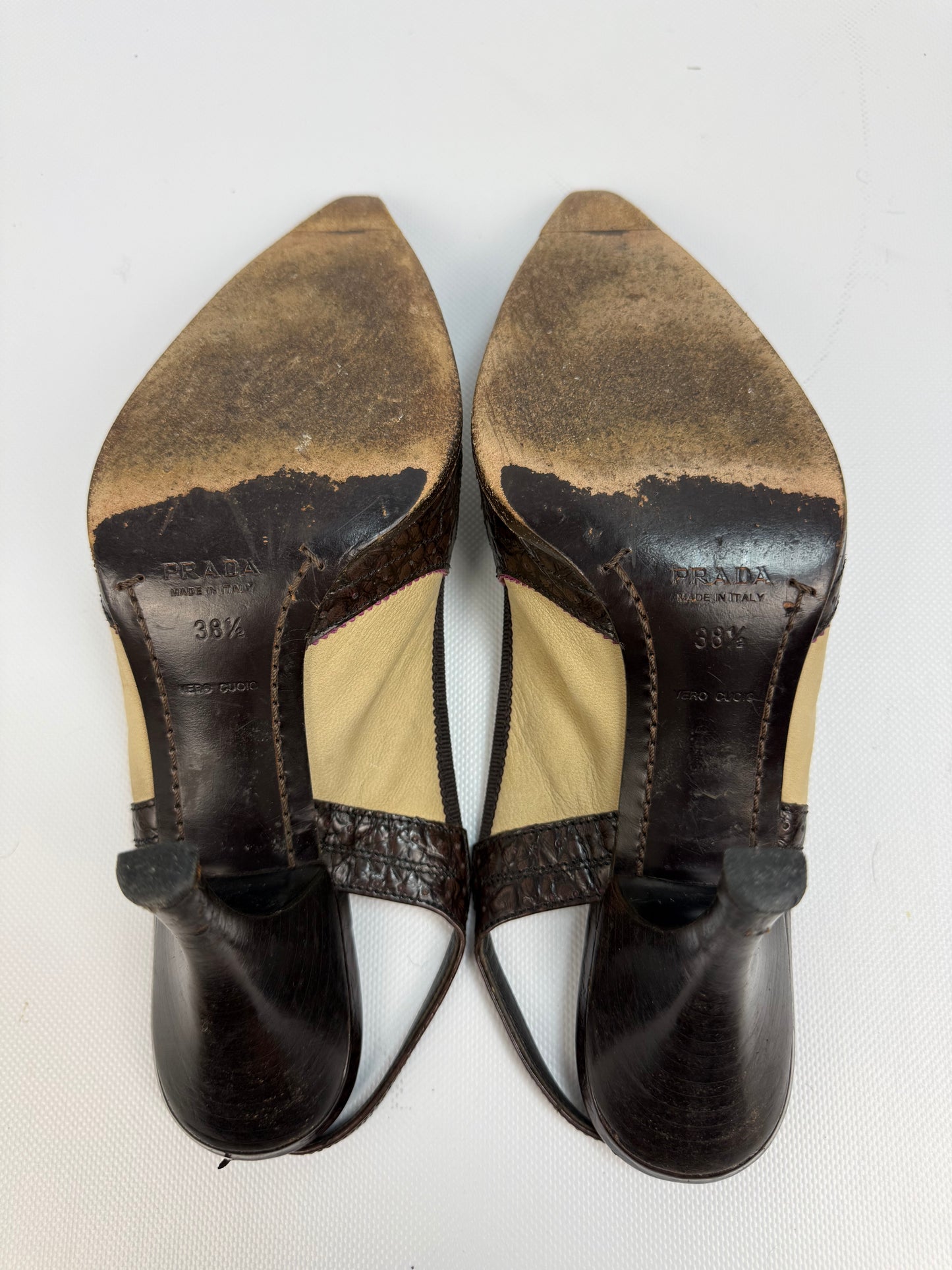 Vintage Prada Heels braun / beige Gr. 38,5