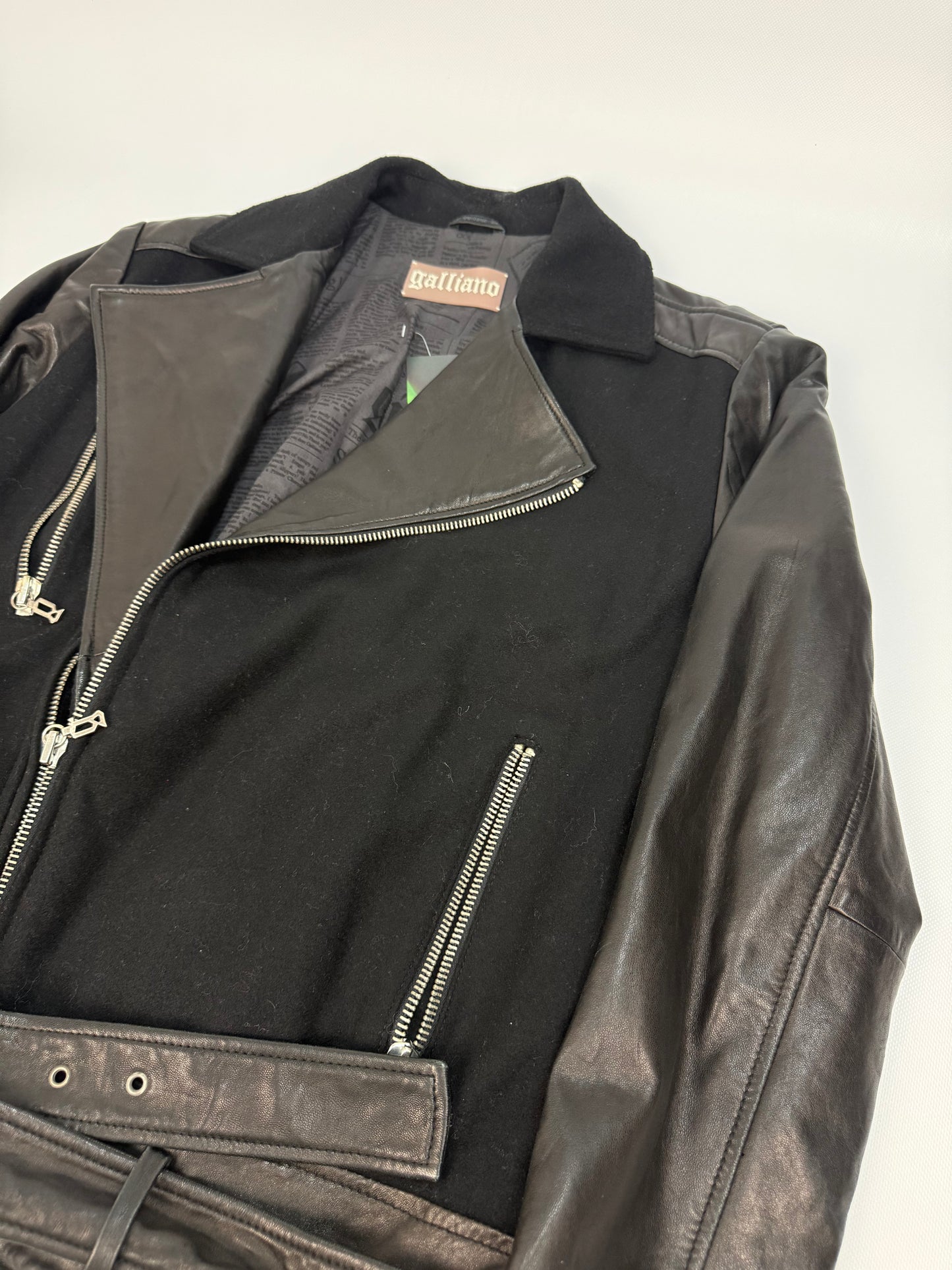 Vintage Galliano Lederjacke schwarz Gr. 52