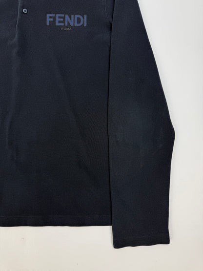 Fendi Polohemd Langarm dunkelblau / weiß Gr. M