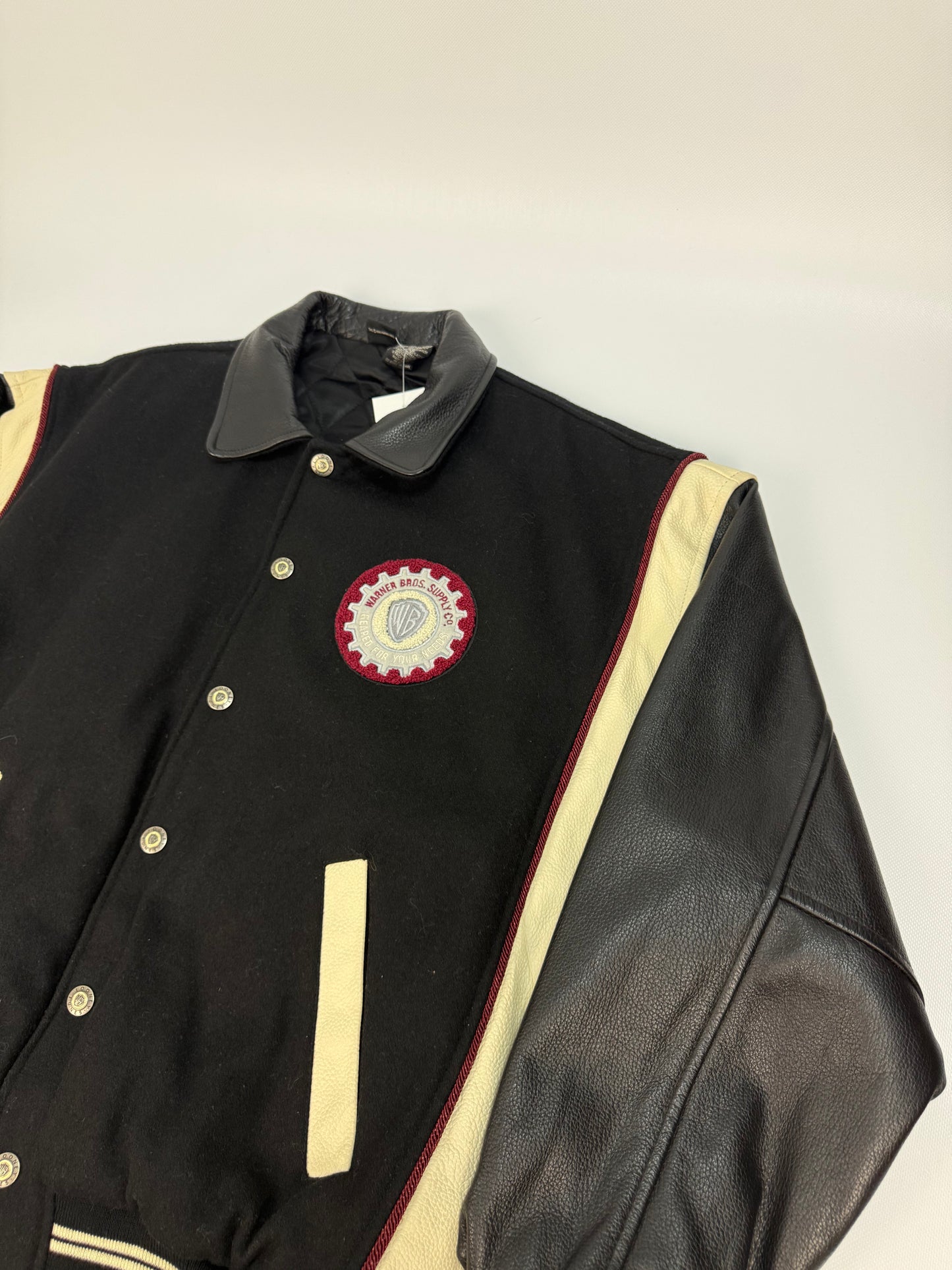 Vintage Warner Bros. Leder / Collagejacke schwarz Gr. L