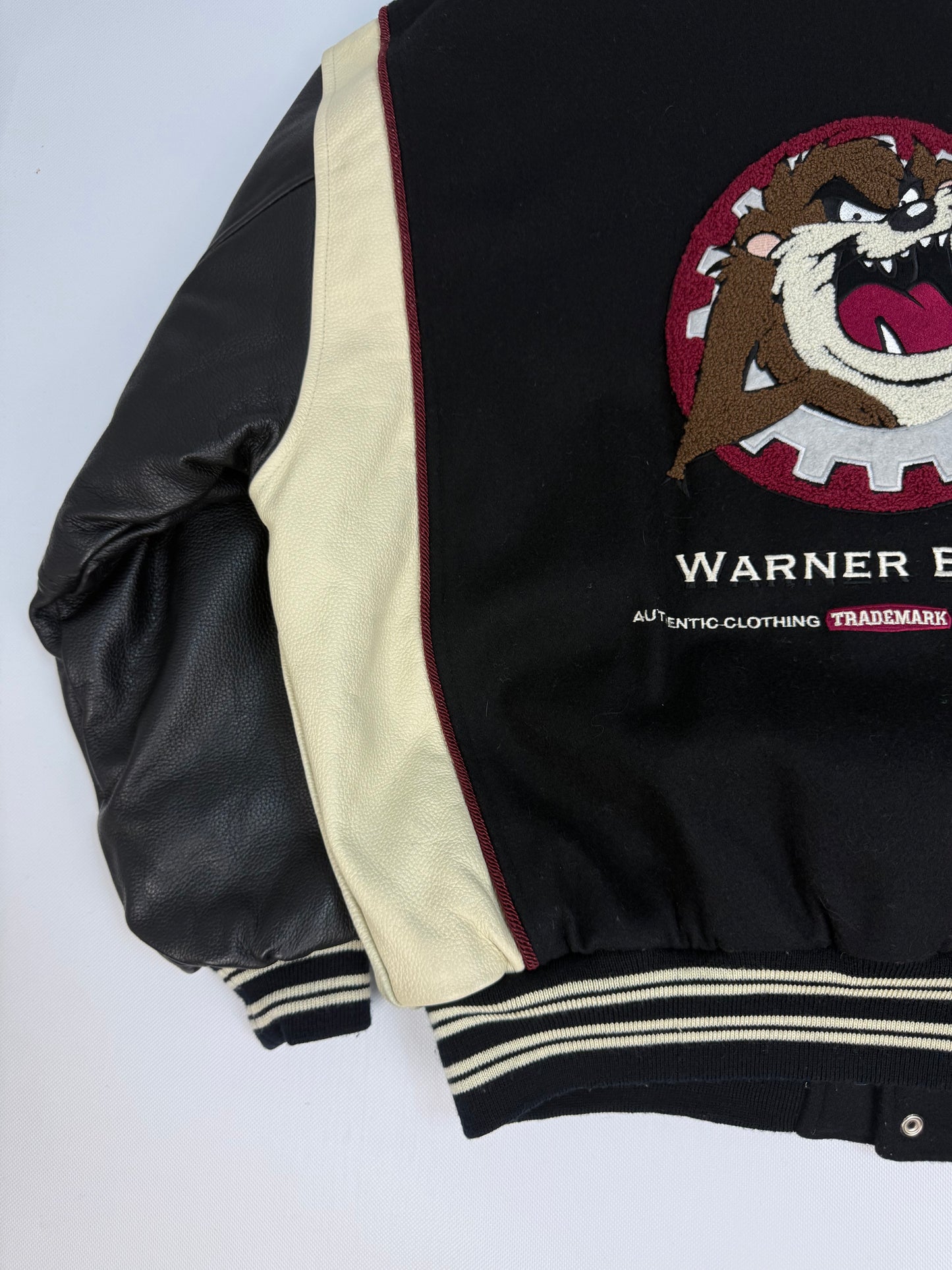Vintage Warner Bros. Leder / Collagejacke schwarz Gr. L