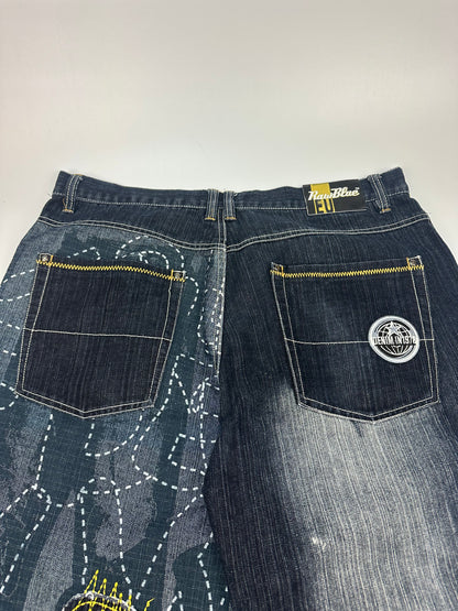 Vintage RawBlue Jeanshose blau/gelb Gr. 38
