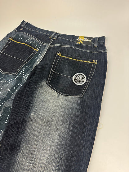 Vintage RawBlue Jeanshose blau/gelb Gr. 38