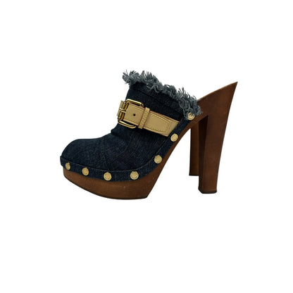 Vintage Louis Vuitton Heels Denim / Holz 38