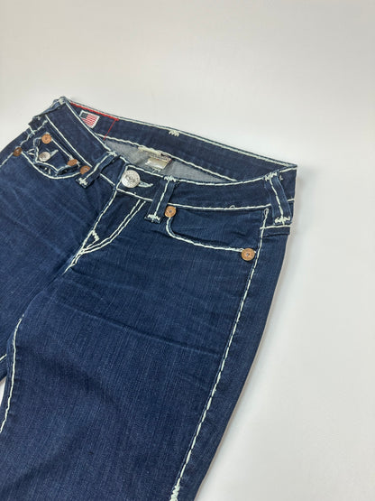 Vintage Teue Religion Jeanshose blau/weiß Gr. 28
