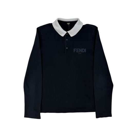Fendi Polohemd Langarm dunkelblau / weiß Gr. M
