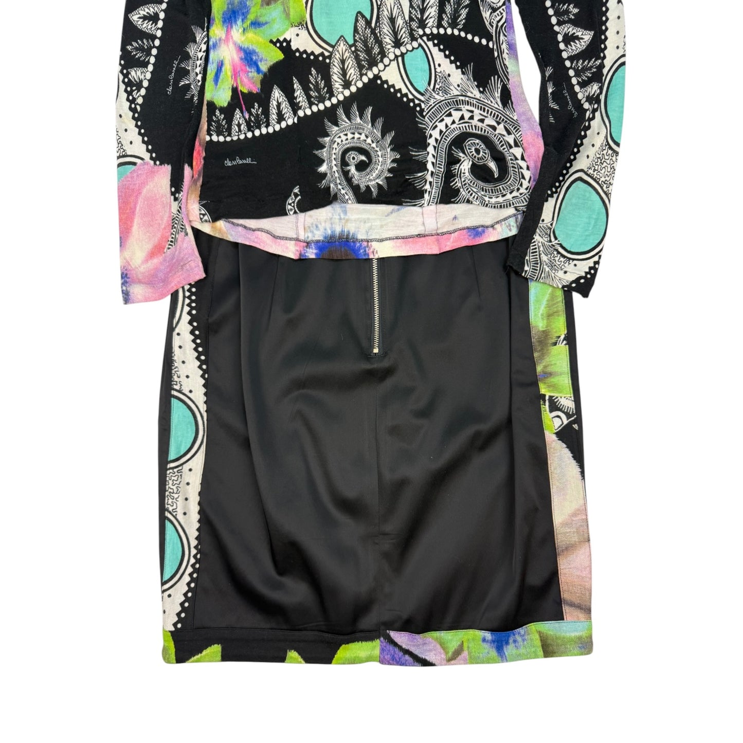 Vintage Class Cavalli Set ( Rock & Top) schwarz / bunt Gr. M