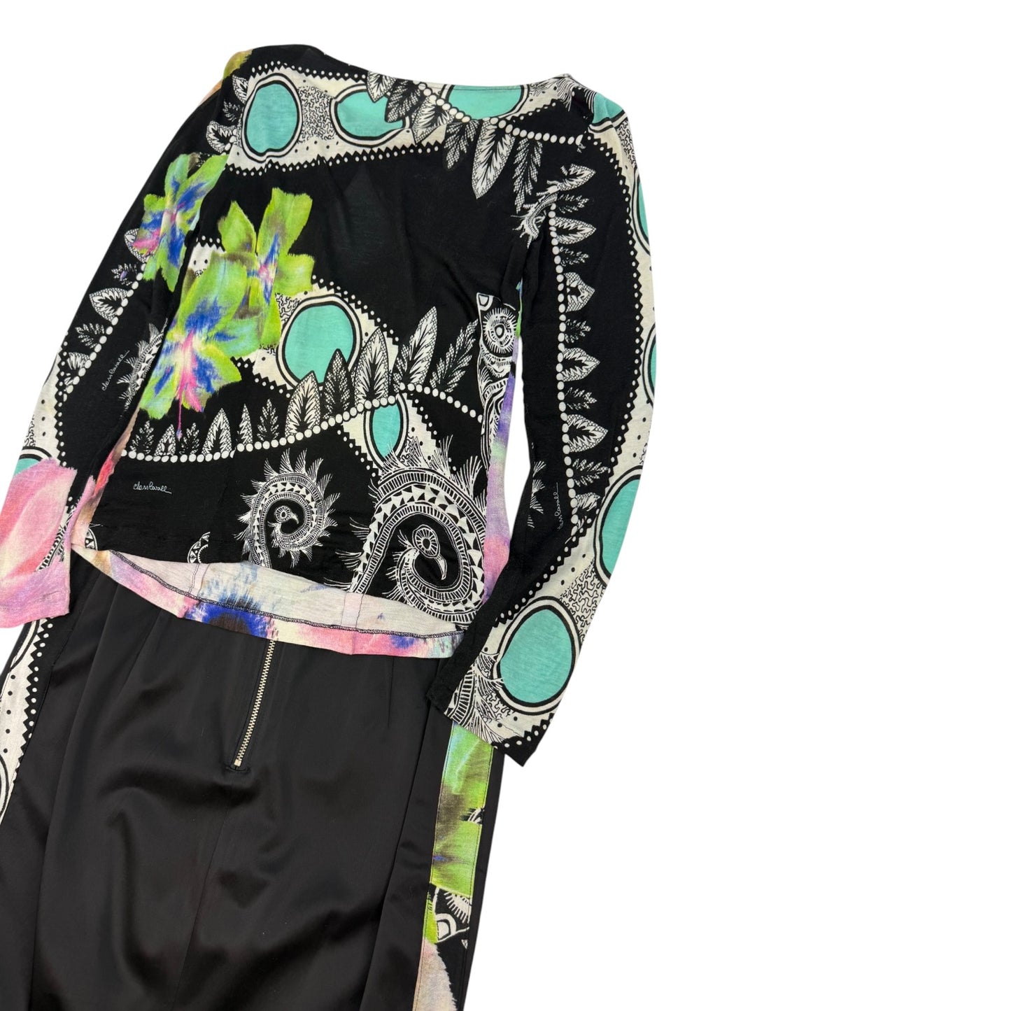 Vintage Class Cavalli Set ( Rock & Top) schwarz / bunt Gr. M