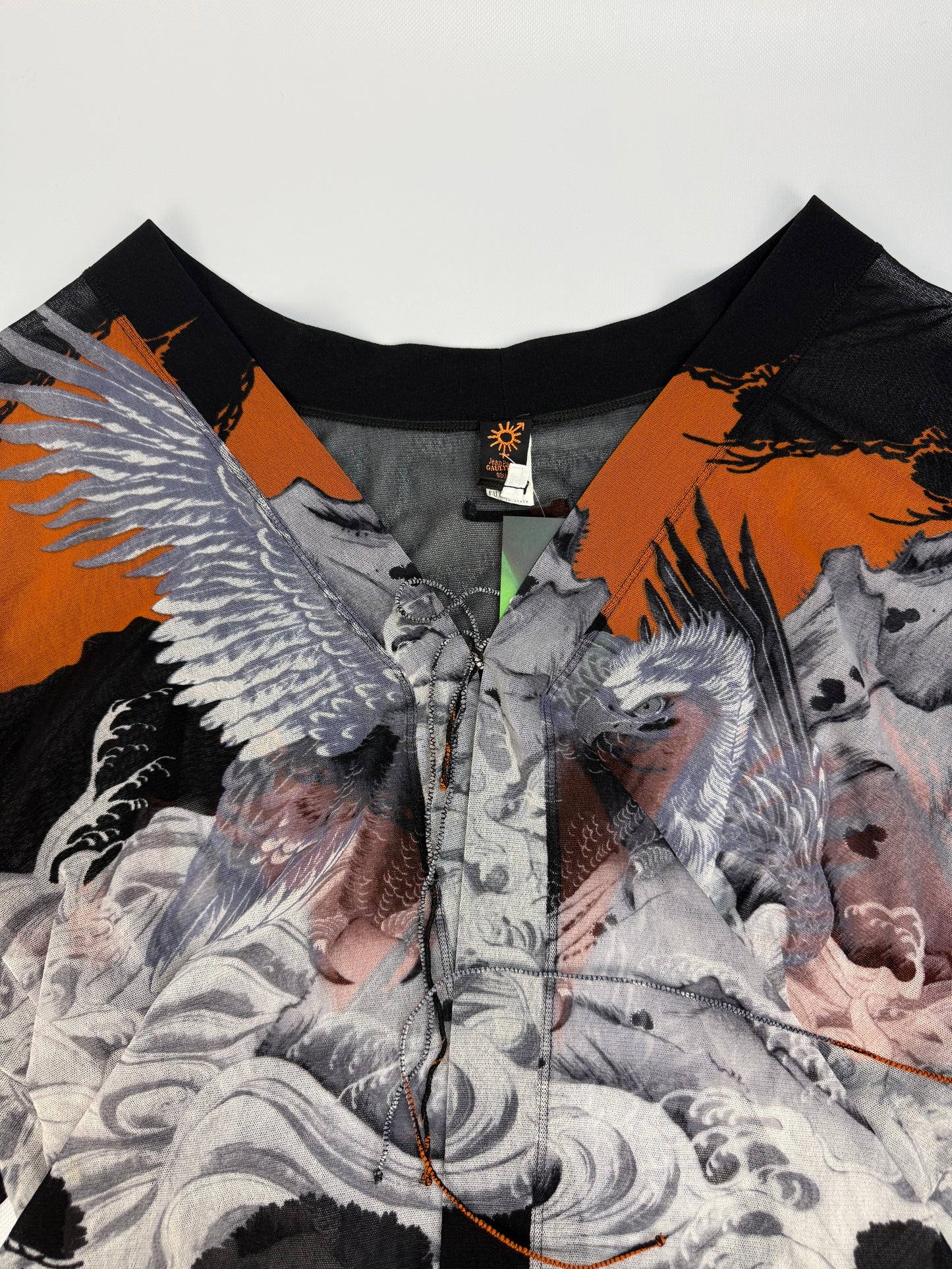 Vintage Jean Paul Gaultier Soleil Shirt schwarz / orange Gr. S
