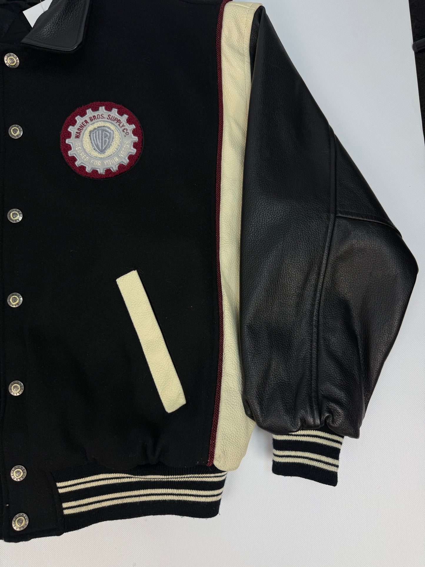 Vintage Warner Bros. Leder / Collagejacke schwarz Gr. L