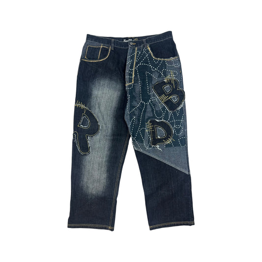 Vintage RawBlue Jeanshose blau/gelb Gr. 38