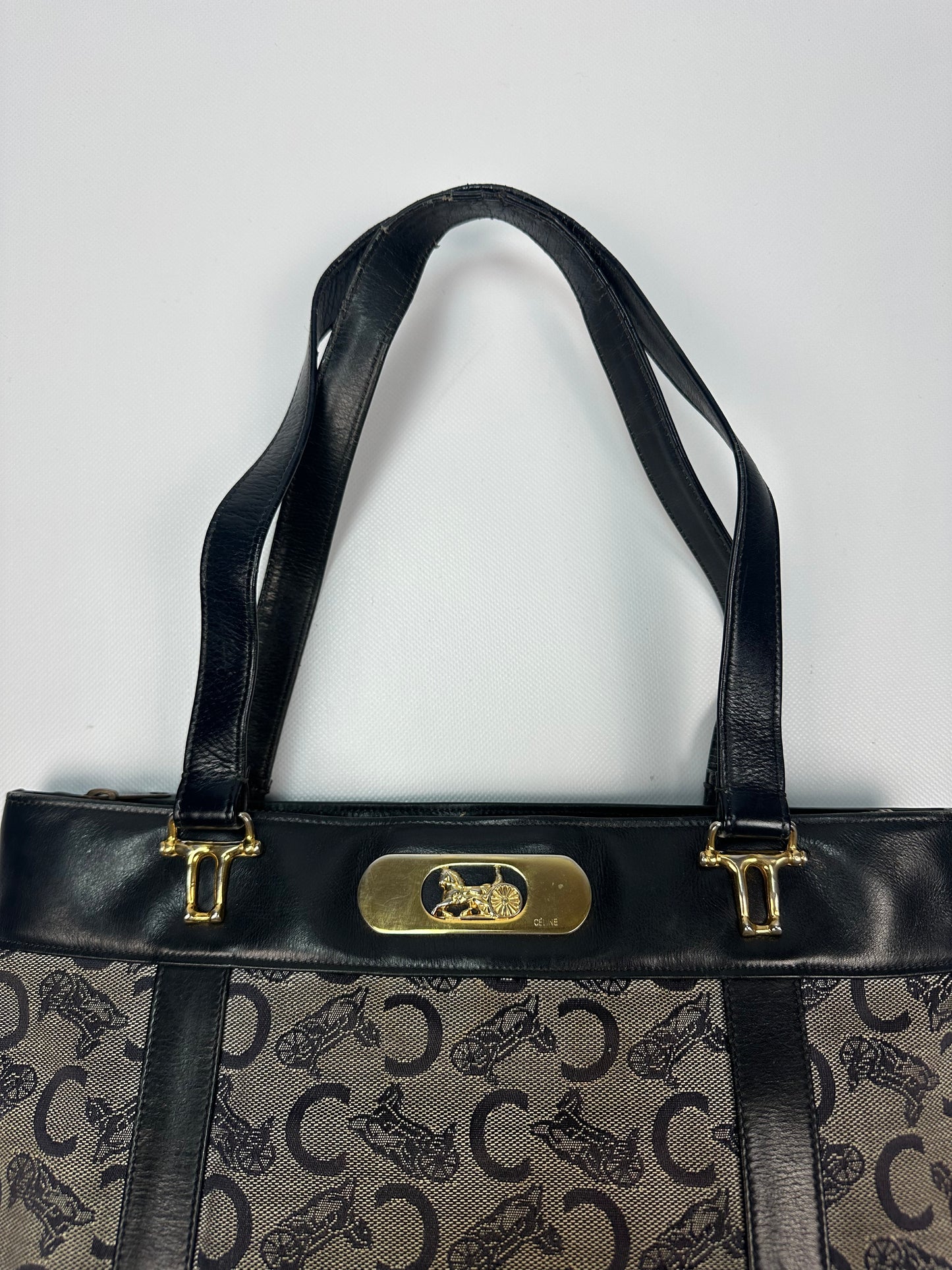 Vintage Coach Handtasche grau/gold