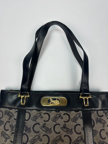 Vintage Coach Handtasche grau/gold