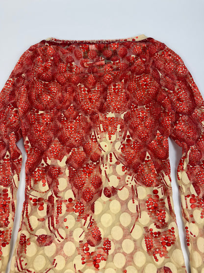 Vintage Jean Paul Gaultier Erdbeeren T-Shirt rot Gr. M