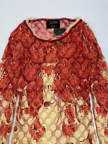 Vintage Jean Paul Gaultier Erdbeeren T-Shirt rot Gr. M