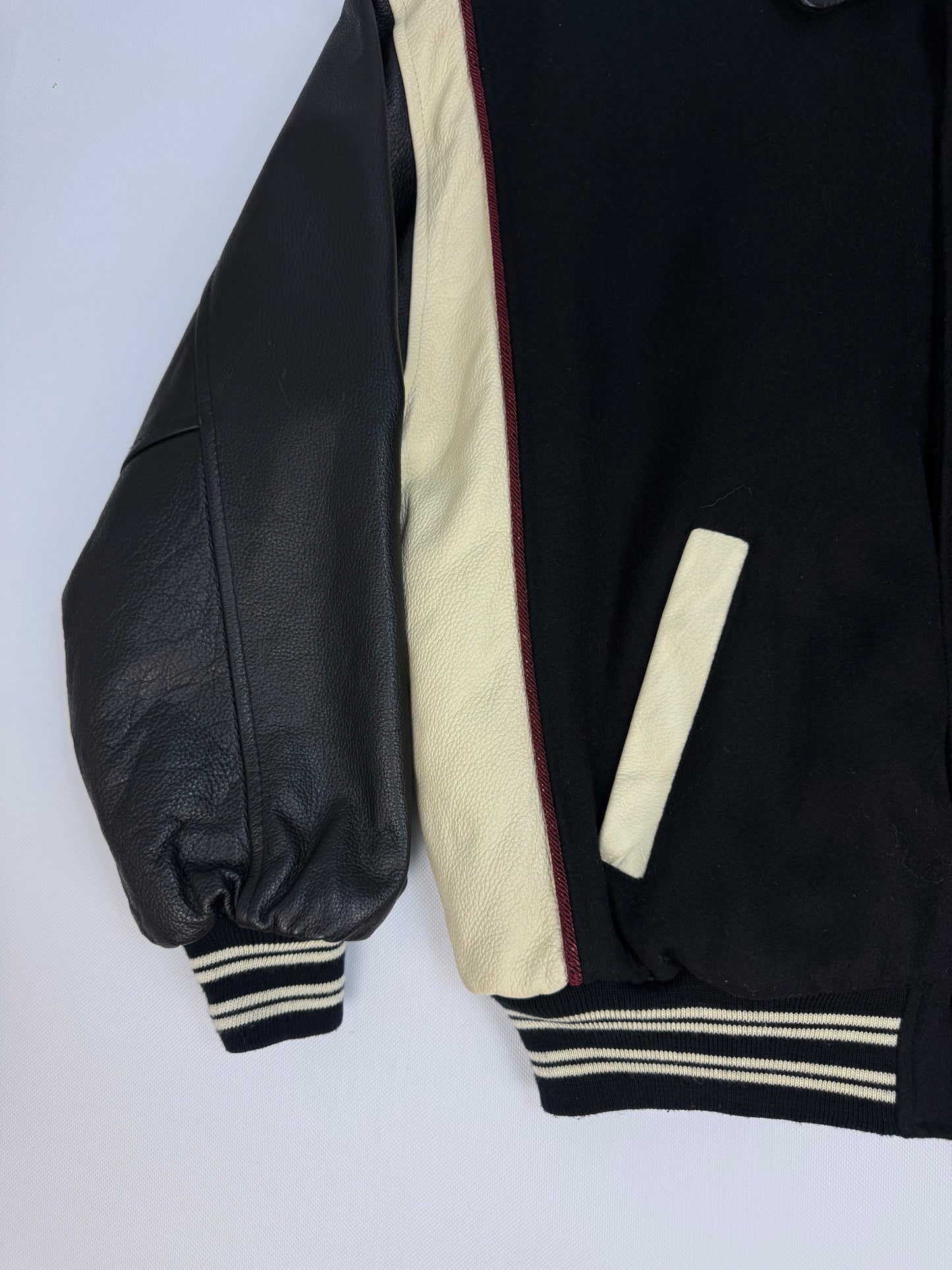 Vintage Warner Bros. Leder / Collagejacke schwarz Gr. L