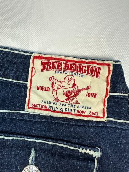 Vintage Teue Religion Jeanshose blau/weiß Gr. 28