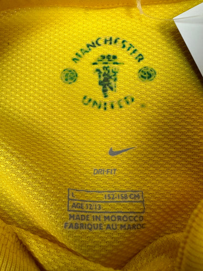 Vintage Nike Manchester United Fußballtrikot gelb L Kids