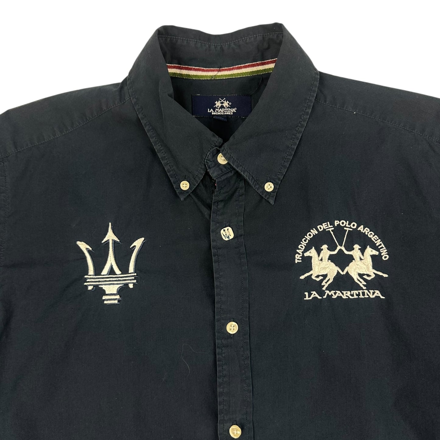 Vintage La Martina x Maserati Hemd Navy blau M
