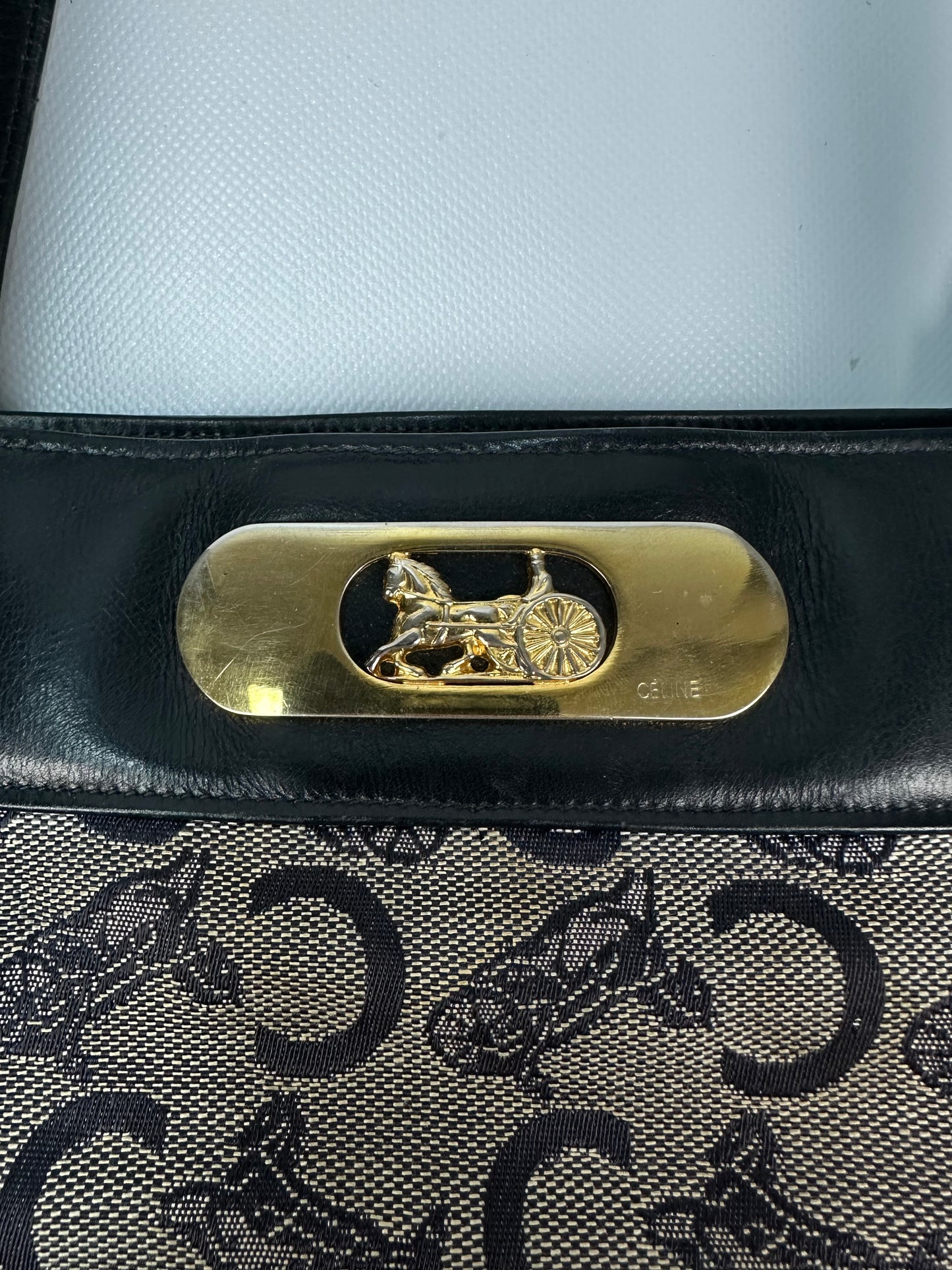 Vintage Coach Handtasche grau/gold