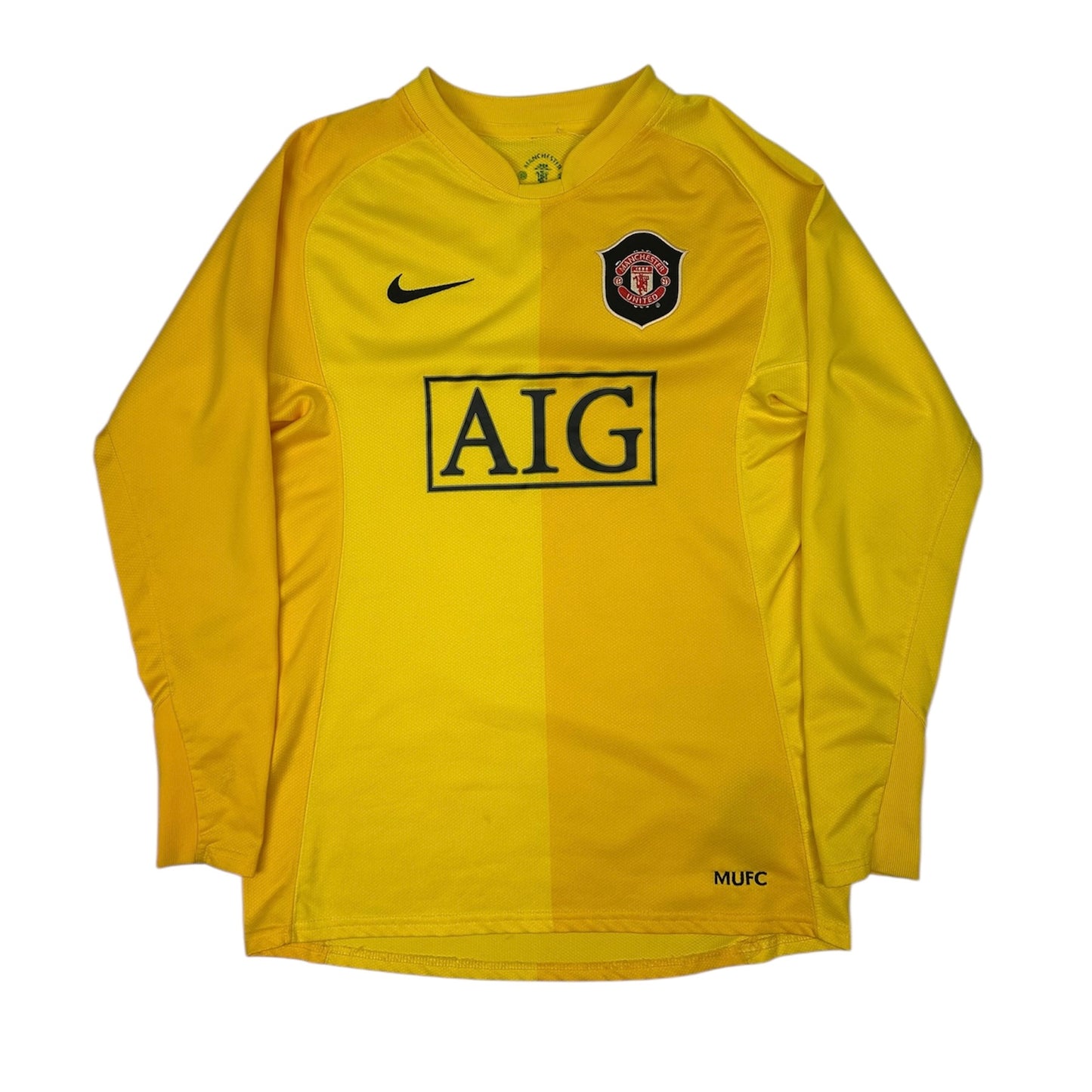 Vintage Nike Manchester United Fußballtrikot gelb L Kids