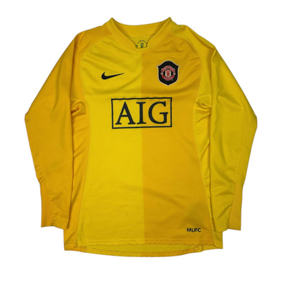 Vintage Nike Manchester United Fußballtrikot gelb L Kids