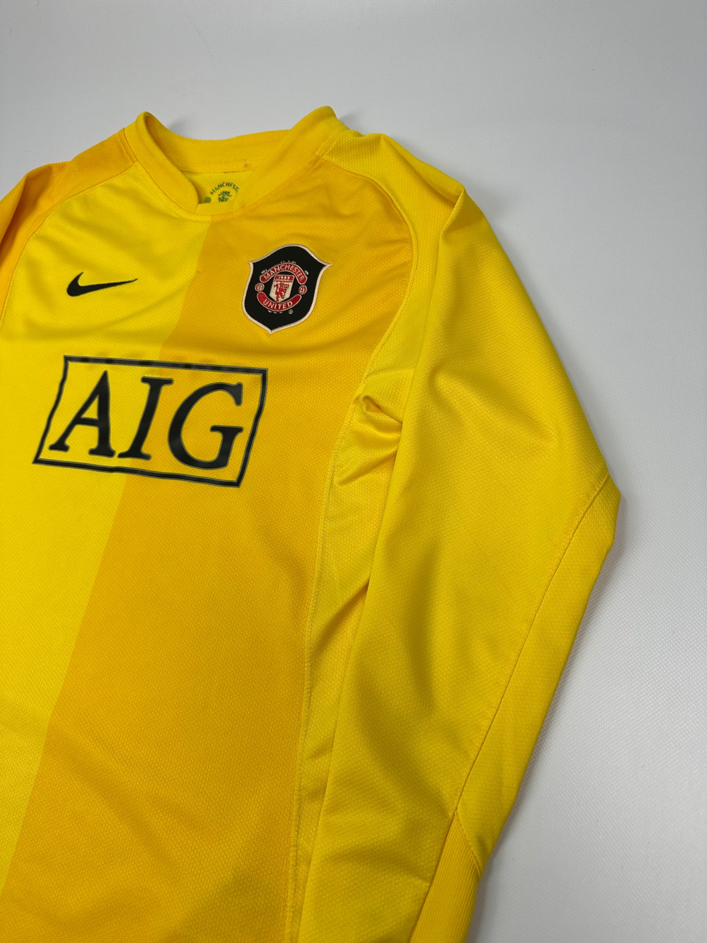 Vintage Nike Manchester United Fußballtrikot gelb L Kids