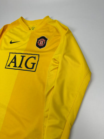 Vintage Nike Manchester United Fußballtrikot gelb L Kids