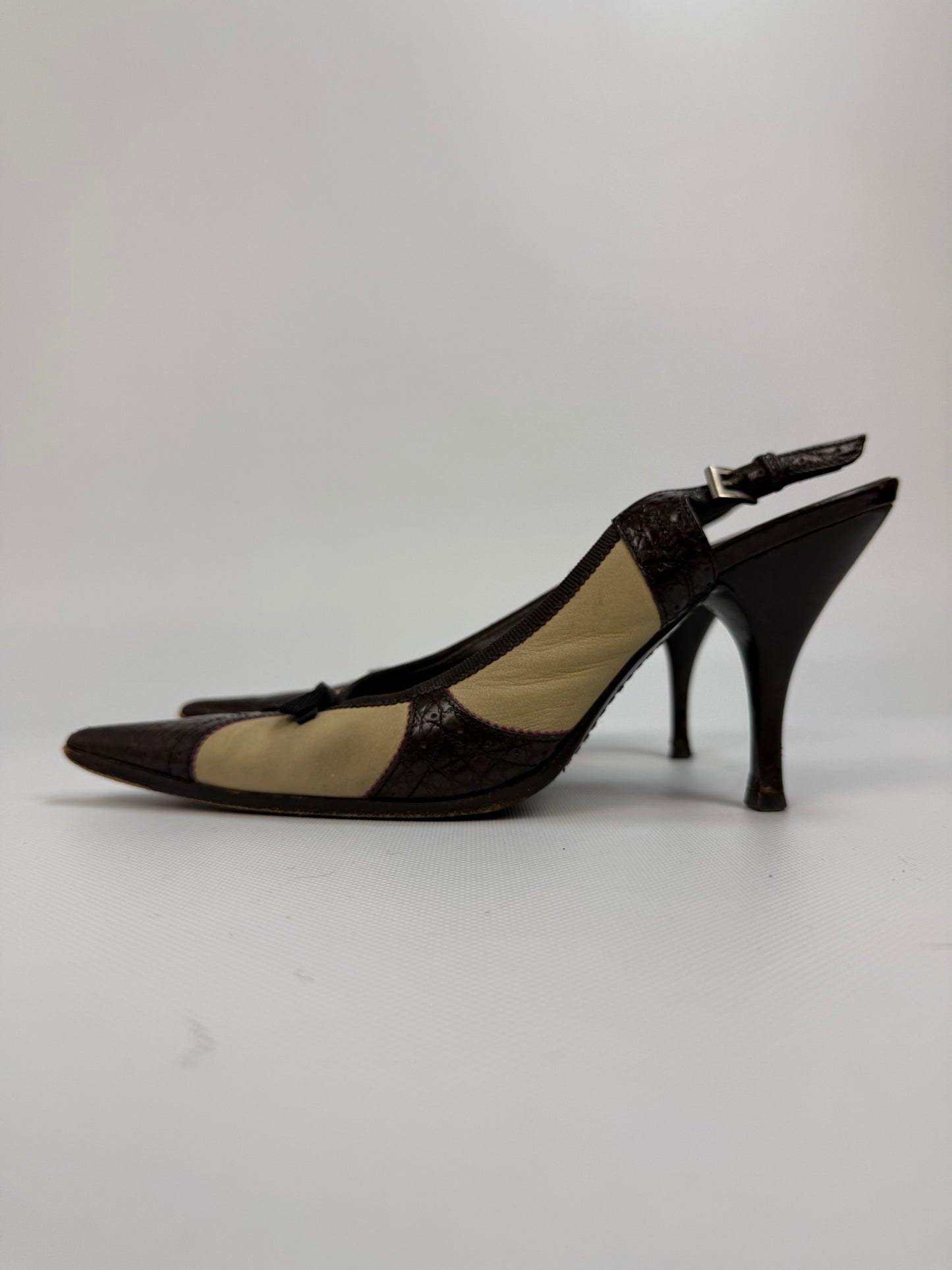 Vintage Prada Heels braun / beige Gr. 38,5