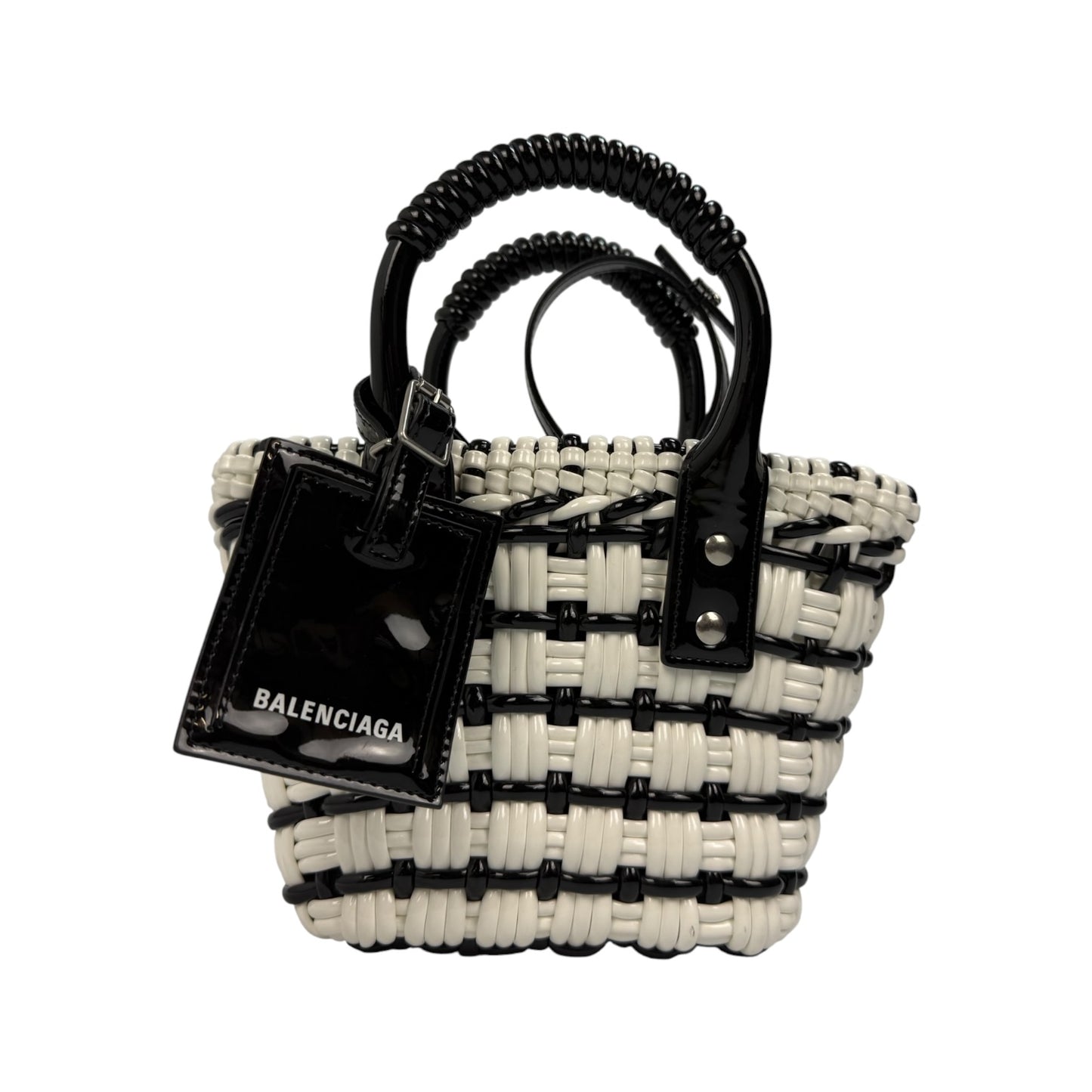 Balenciaga Bistro Panier Shopper klein schwarz / weiß