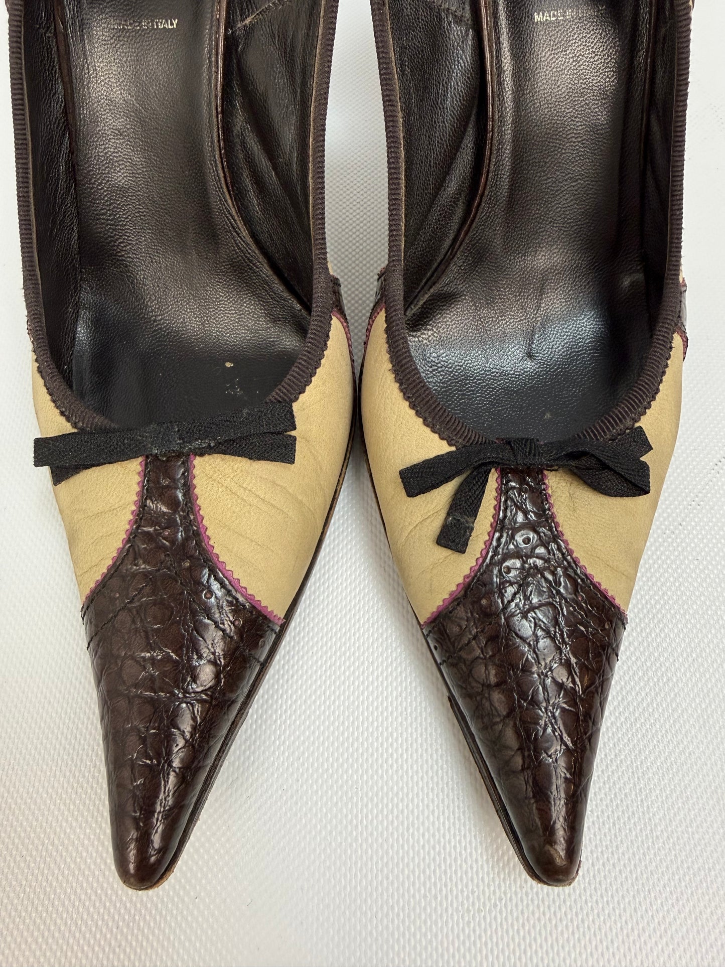 Vintage Prada Heels braun / beige Gr. 38,5