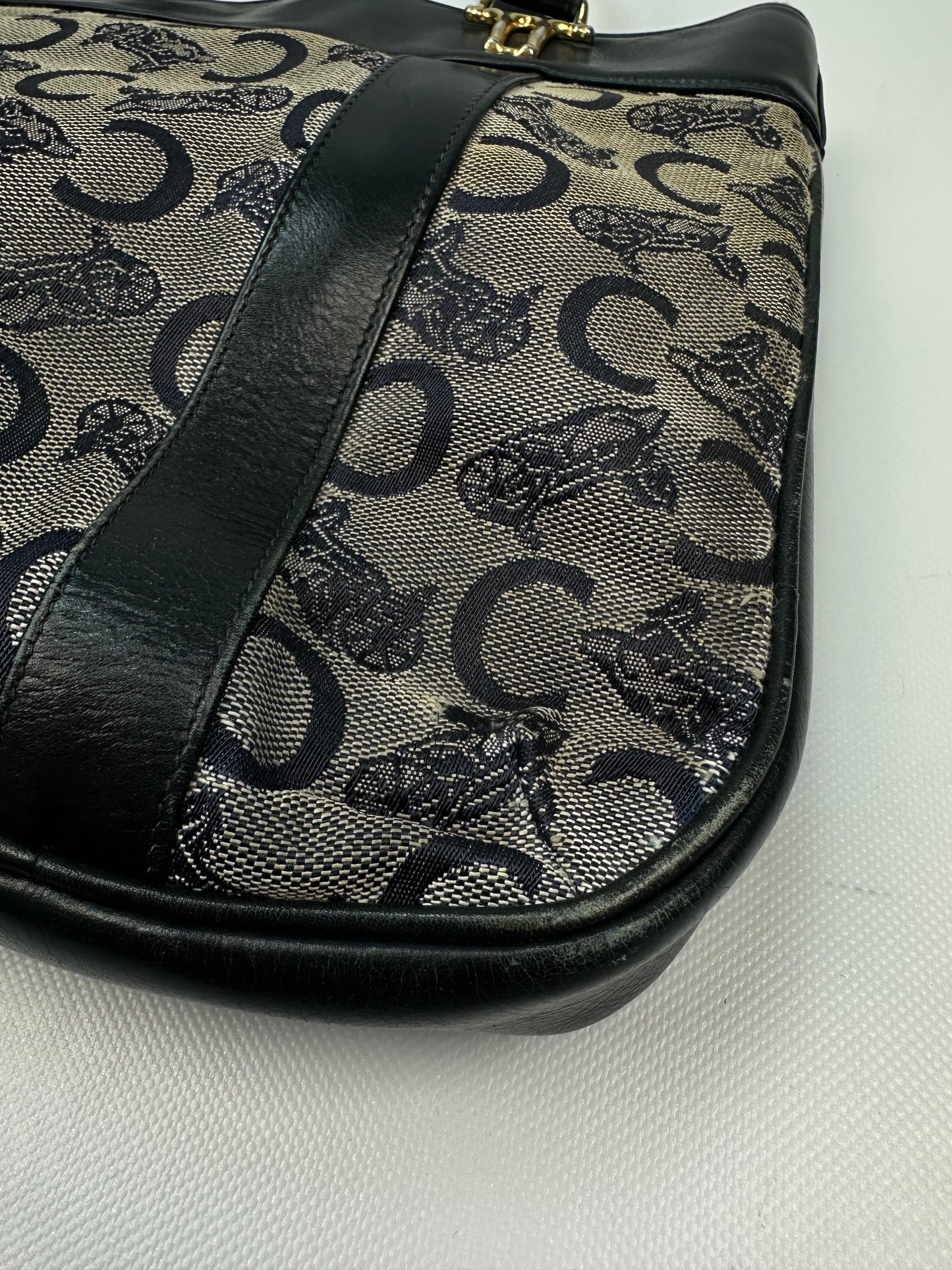 Vintage Coach Handtasche grau/gold