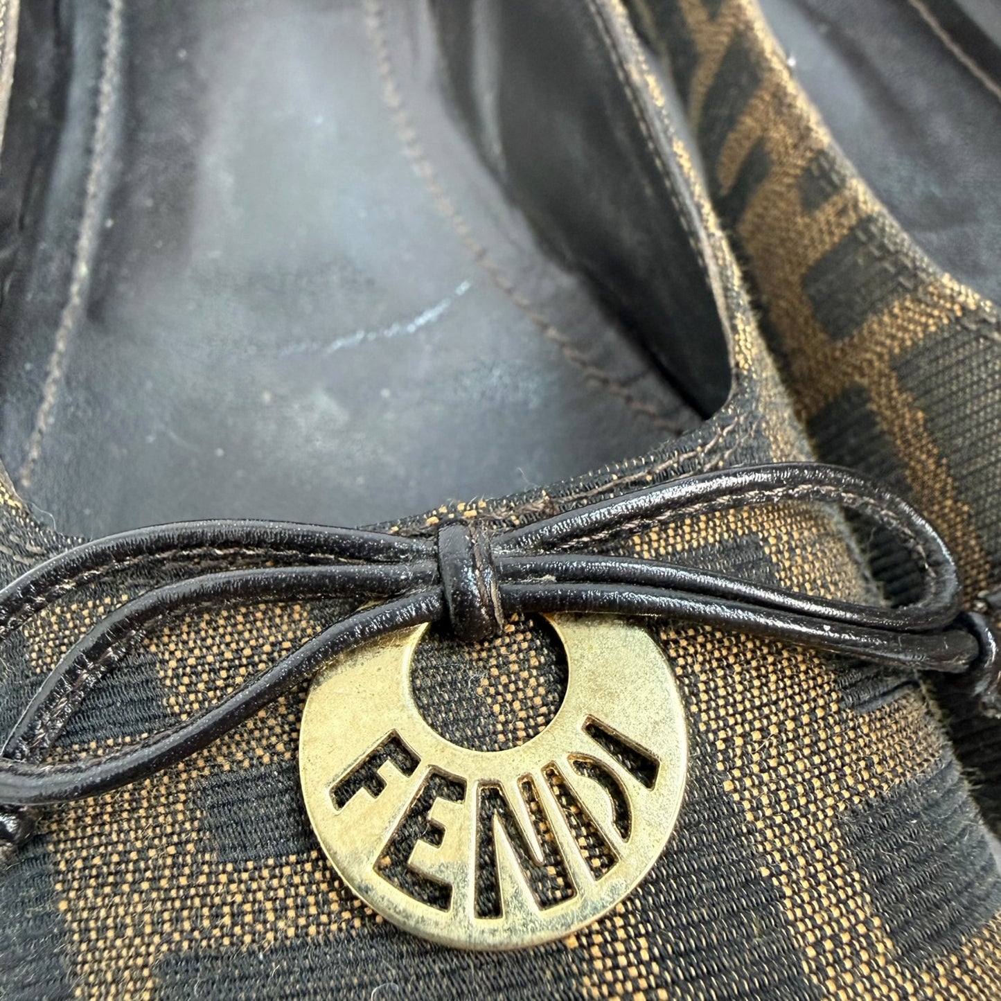 Vintage Fendi Ballerinas braun / schwarz Gr. 36