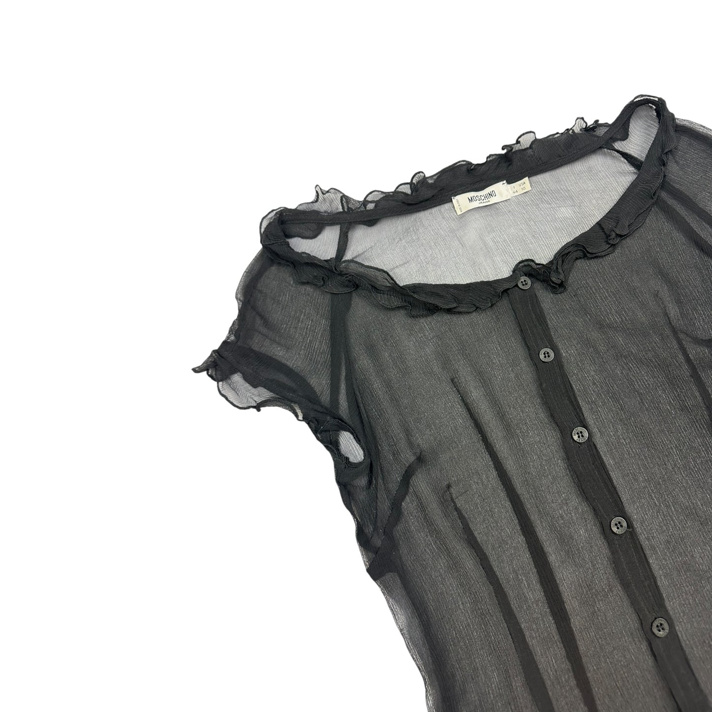 Vintage Moschino Jeans Mesh Bluse schwarz Damen L