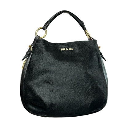 Vintage Prada Ponyhair Soulder Bag schwarz/gold
