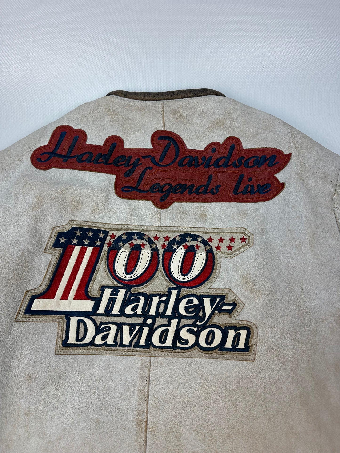 Vintage Harley Davidson Motorradjacke weiß/rot Gr. M