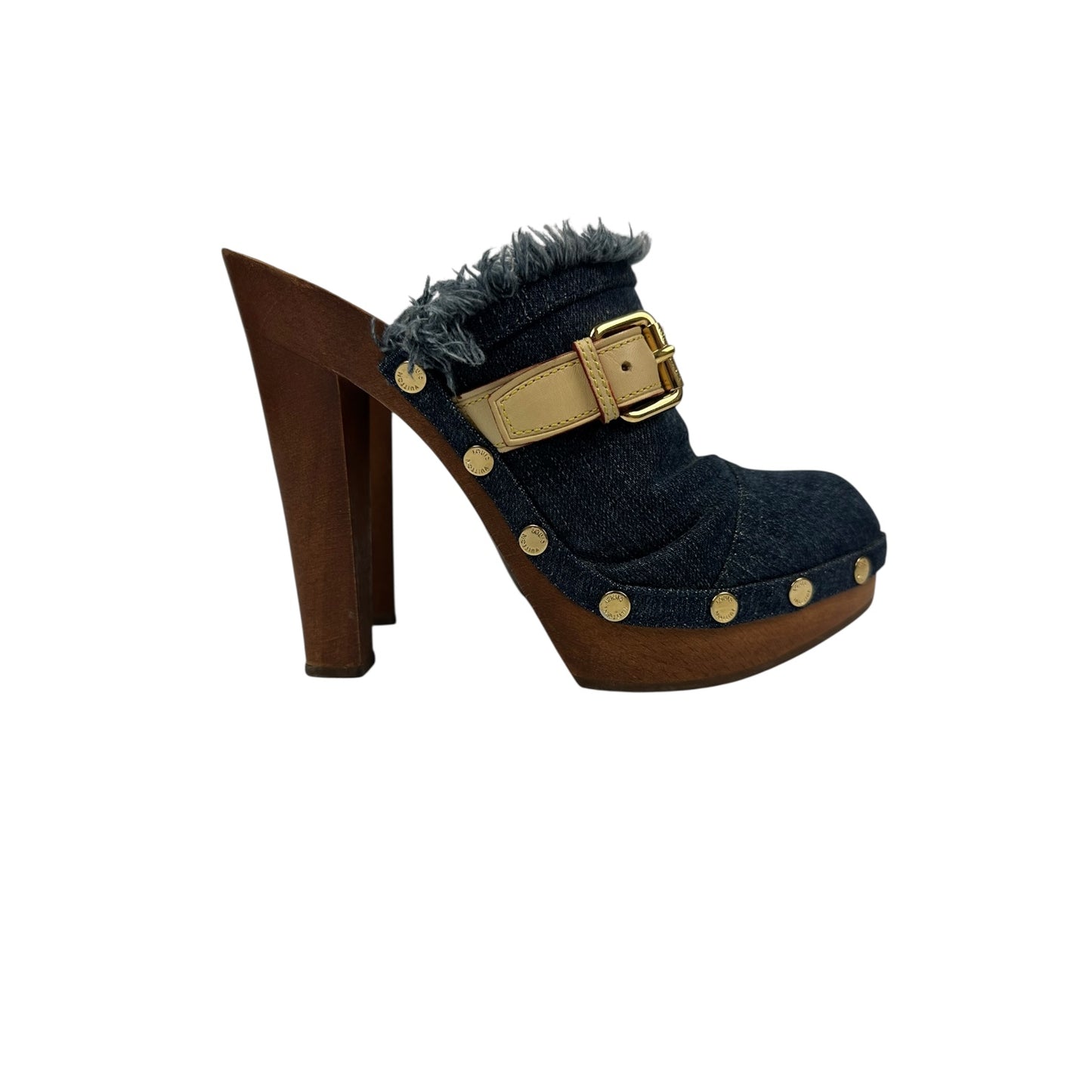 Vintage Louis Vuitton Heels Denim / Holz 38